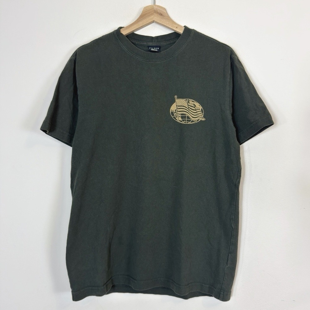 Filson Eagle USA Flag CCF Pioneer Truck Graphic Forrest Green Tee Shirt - Small
